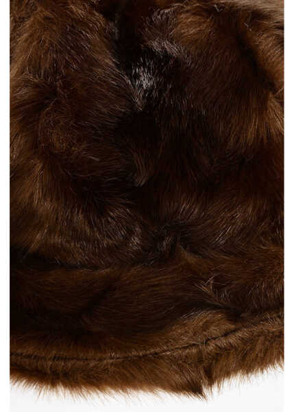 Caciuli DSQUARED2 Solid Color Faux Fur Bucket Hat Brown Barbati (BM 18420034) 3