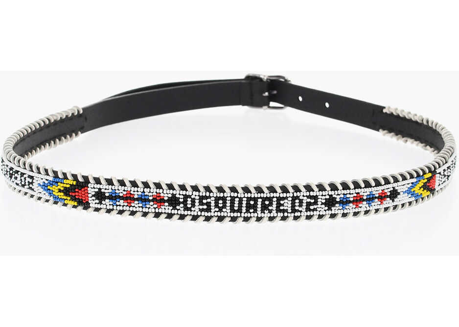 Curele DSQUARED2 Leather Belt Embellished With Beads 20Mm Multicolor Barbati (BM 18420046) 3