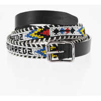 Curele Leather Belt Embellished With Beads 20Mm Barbati