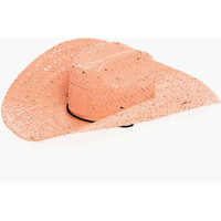 Caciuli Solid Color Straw Western Hat With Cord Femei