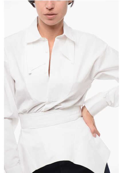 Camasi elegante DSQUARED2 Flared Shirt With Hidden Placket White Femei (BM 18420058) 3