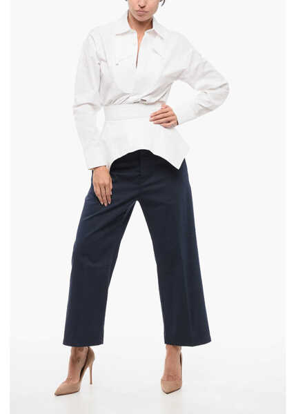 Camasi elegante DSQUARED2 Flared Shirt With Hidden Placket White Femei (BM 18420058) 4