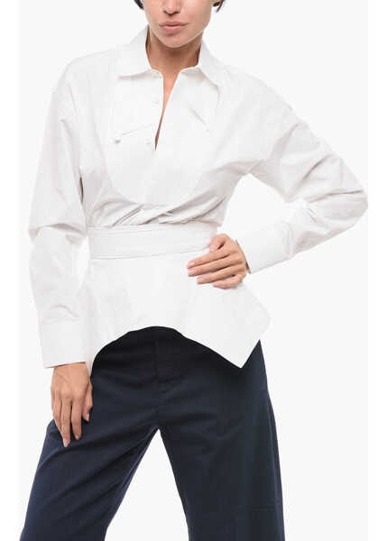Camasi elegante DSQUARED2 Flared Shirt With Hidden Placket White Femei (BM 18420058) 1