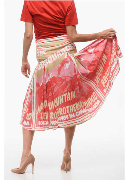 Fuste casual DSQUARED2 Pleated Flared Skirt With Logo Print Red Femei (BM 18420064) 2