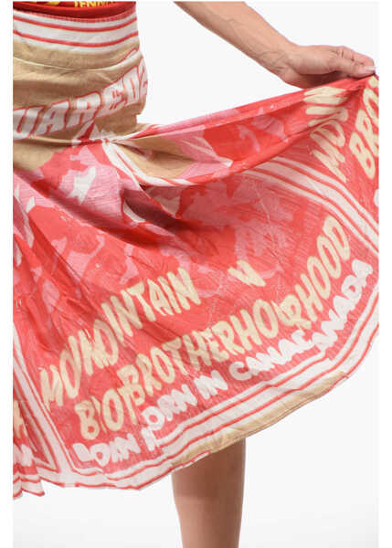 Fuste casual DSQUARED2 Pleated Flared Skirt With Logo Print Red Femei (BM 18420064) 3