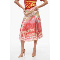 Fuste casual Pleated Flared Skirt With Logo Print Femei