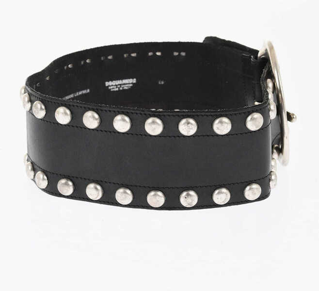 Curele DSQUARED2 Studded Leather Oversized Belt 70Mm Black Femei (BM 18420067) 3