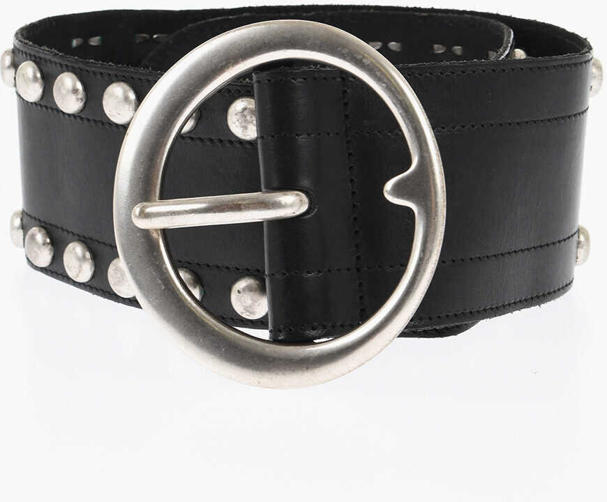Curele DSQUARED2 Studded Leather Oversized Belt 70Mm Black Femei (BM 18420067) 1