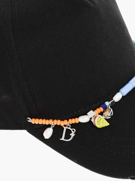 Caciuli DSQUARED2 Cotton Gabardine Cap Embellished With Beads Black Femei (BM 18420070) 3