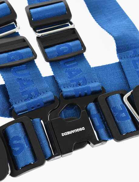 Curele DSQUARED2 Logoed Fabric Harness Belt With Metal Details 40Mm Blue Barbati (BM 18420073) 2