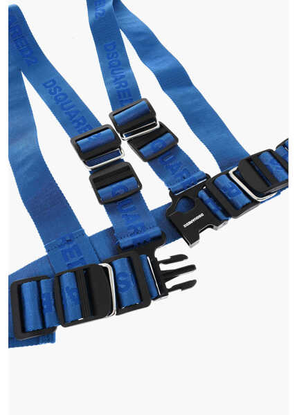 Curele DSQUARED2 Logoed Fabric Harness Belt With Metal Details 40Mm Blue Barbati (BM 18420073) 4
