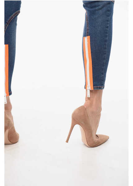 Blugi skinny DSQUARED2 Skinny Denims With Ankle Zip Blue Femei (BM 18420172) 3