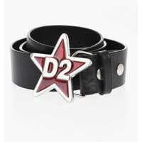 Curele Leather Belt With With Glitter Star-Shaped Buckle 40Mm Barbati