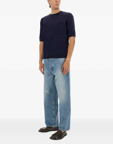 Pulovere Moschino Wool And Silk Sweater BLUE Barbati (BM 18420310) 2