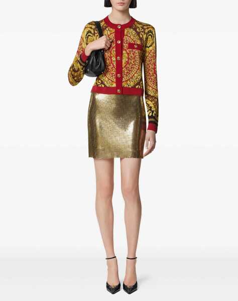 Cardigane Versace Baroque Silk Knit Cardigan RED Femei (BM 18420364) 2