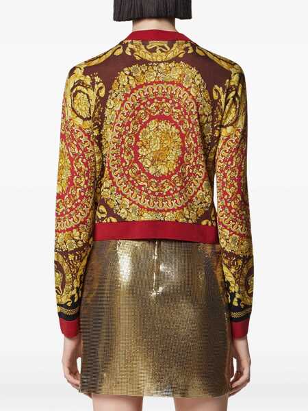 Cardigane Versace Baroque Silk Knit Cardigan RED Femei (BM 18420364) 4