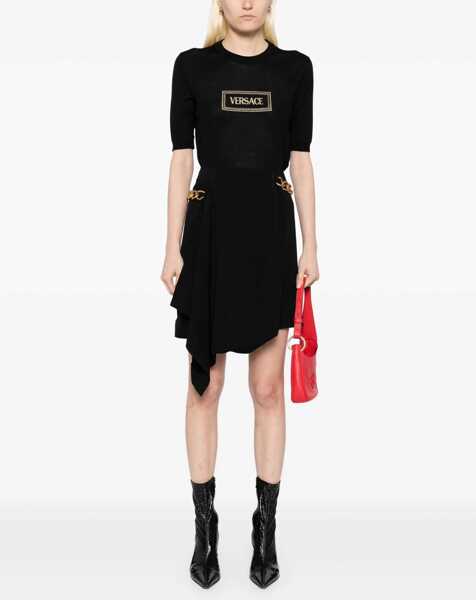 Tricouri Versace Logo Knit T-Shirt BLACK Femei (BM 18420394) 2