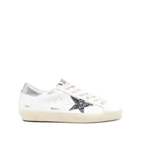 Sneakers Golden Goose "Super Star" Leather Upper And Toe Glitter Star Laminated Heel. Shoes Femei