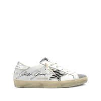 Sneakers Golden Goose Golden Goose "Super Star" Leather Upper With Signature Crystal Toe And Tongue Zebra Horsy Star Laminated Heel Shoes