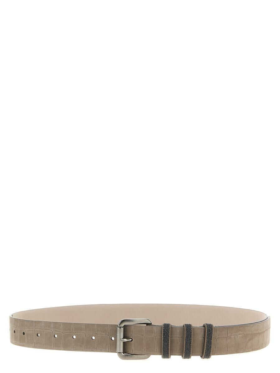 Curele Brunello Cucinelli Brunello Cucinelli Shiny Loops Belt GRAY Femei (BM 18426708) 1