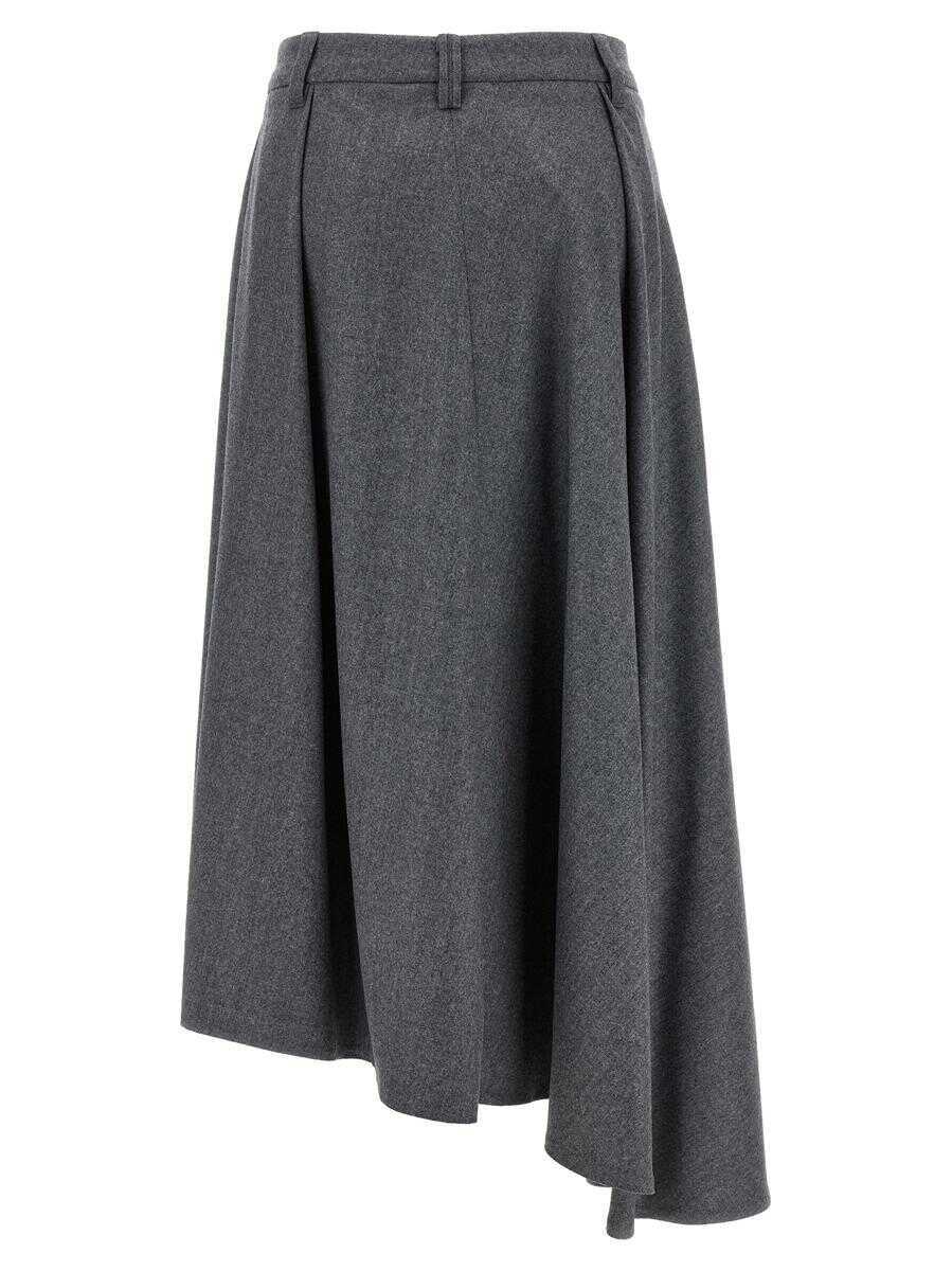 Fuste Brunello Cucinelli Brunello Cucinelli Asymmetrical Wool Skirt GRAY Femei (BM 18426915) 2