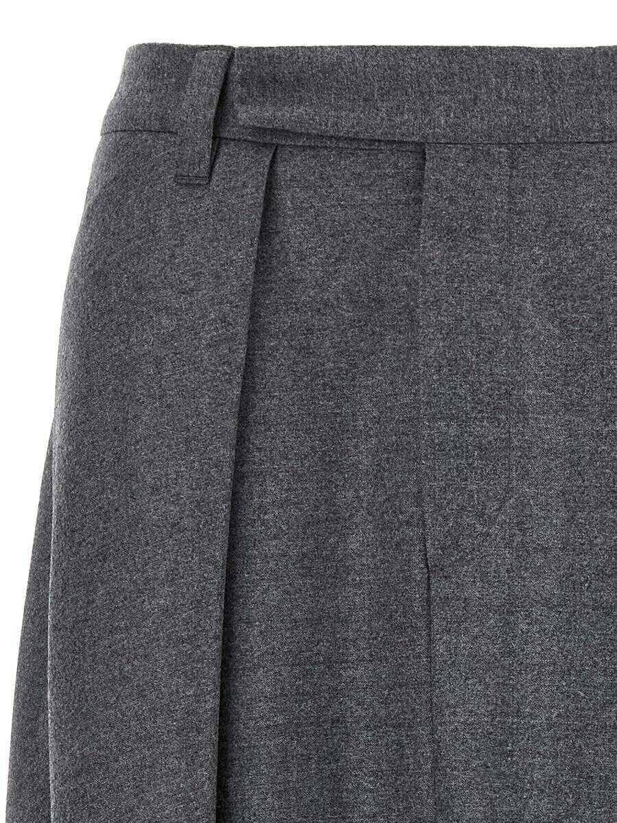 Fuste Brunello Cucinelli Brunello Cucinelli Asymmetrical Wool Skirt GRAY Femei (BM 18426915) 3