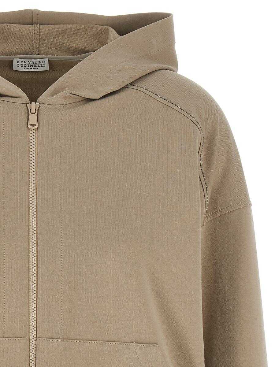 Bluze de trening Brunello Cucinelli Brunello Cucinelli Monile Hoodie Beige Femei (BM 18426924) 3