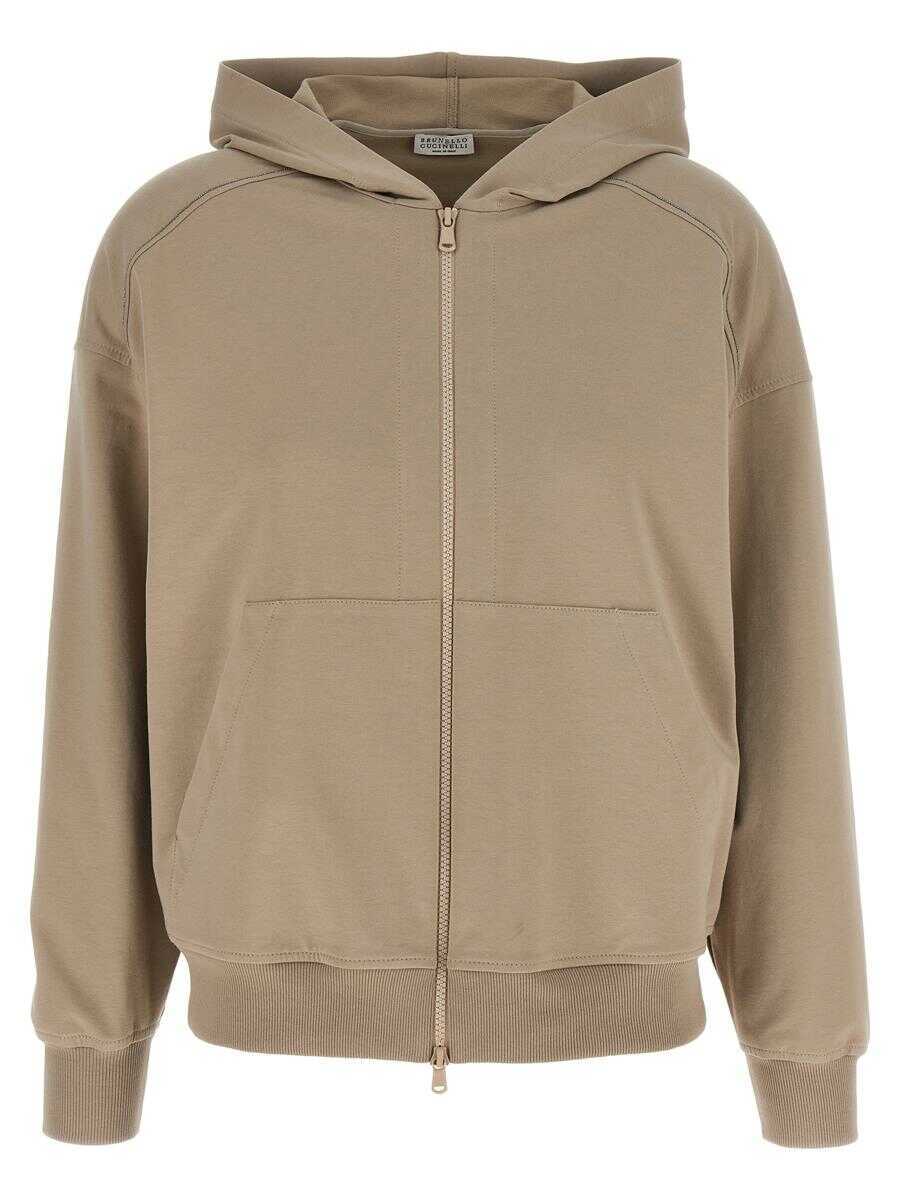 Bluze de trening Brunello Cucinelli Brunello Cucinelli Monile Hoodie Beige Femei (BM 18426924) 1