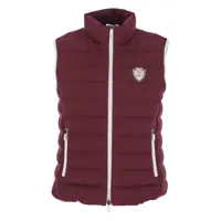 Geci de iarna Brunello Cucinelli Bordeaux Sleeveless Down Jacket With Logo Patch On The Front In Cotton Blend Woman