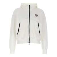 Cardigane White Sweatshirt With Fixed Hood And Logo Patch On The Front In Cotton Blend Woman Femei