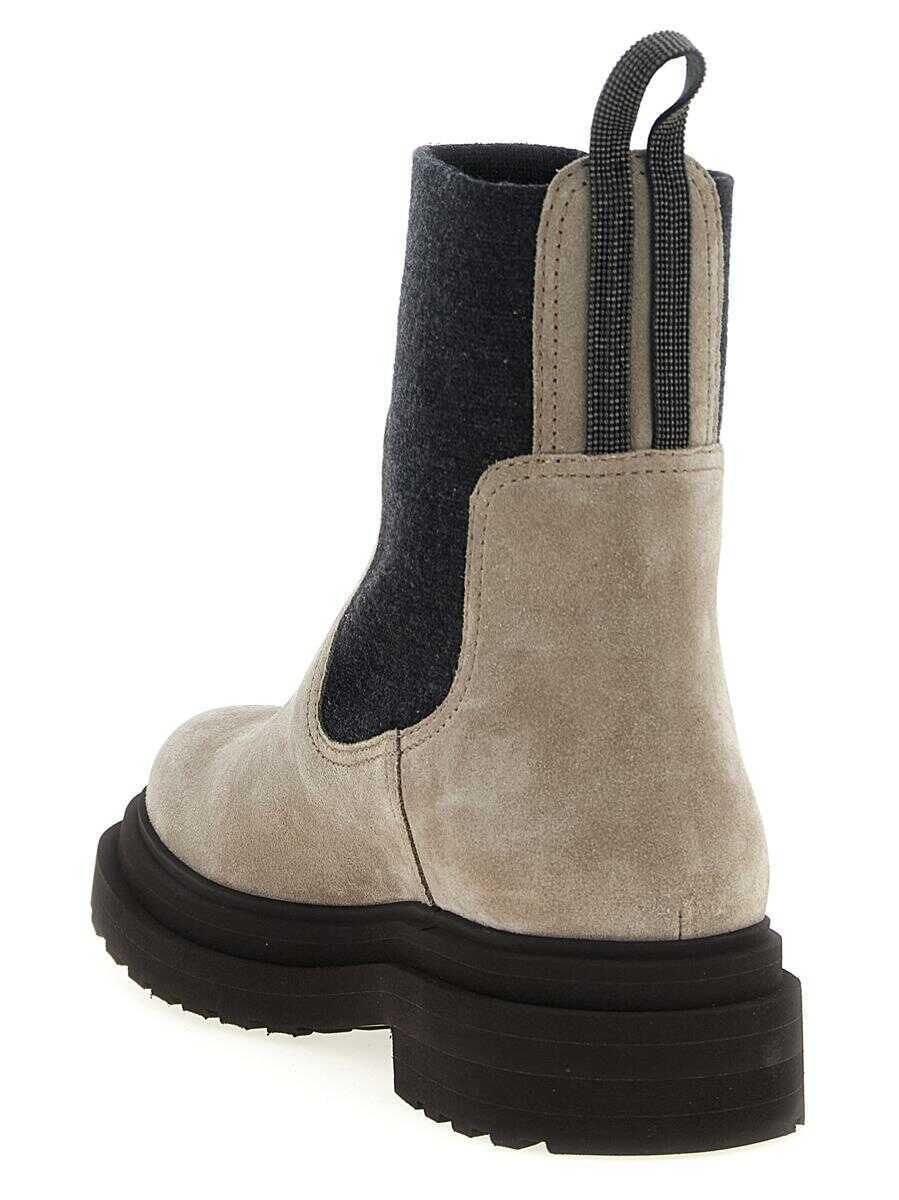 Bocanci Brunello Cucinelli Brunello Cucinelli Precious Loop Detail Ankle Boots Beige Femei (BM 18427116) 3