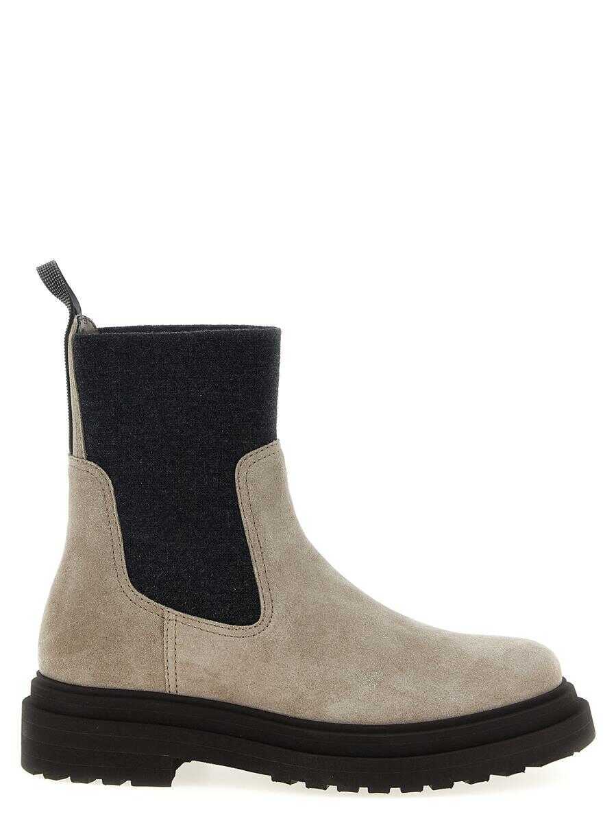 Bocanci Brunello Cucinelli Brunello Cucinelli Precious Loop Detail Ankle Boots Beige Femei (BM 18427116) 1