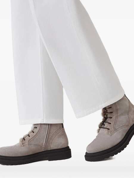 Bocanci Brunello Cucinelli Brunello Cucinelli Suede Combat Boots Monile GRAY Femei (BM 18427122) 2
