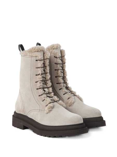 Bocanci Brunello Cucinelli Brunello Cucinelli Suede Combat Boots Monile GRAY Femei (BM 18427122) 3
