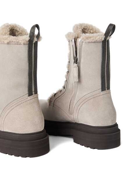 Bocanci Brunello Cucinelli Brunello Cucinelli Suede Combat Boots Monile GRAY Femei (BM 18427122) 5