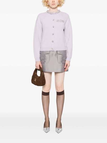 Cardigane Self-Portrait Cardigan with crystal trim Purple Femei (BM 18428328) 2