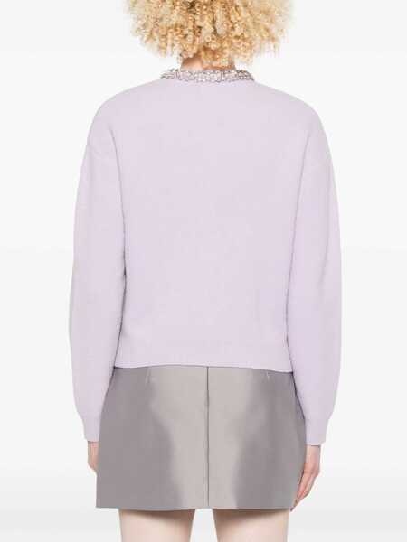 Cardigane Self-Portrait Cardigan with crystal trim Purple Femei (BM 18428328) 4