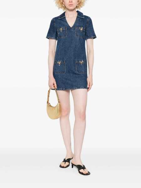 Rochii elegante Self-Portrait Denim dress with bow detail Blue Femei (BM 18428343) 2