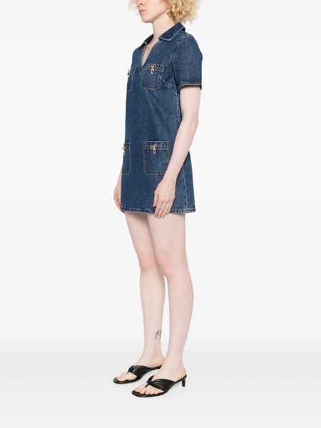 Rochii elegante Self-Portrait Denim dress with bow detail Blue Femei (BM 18428343) 3