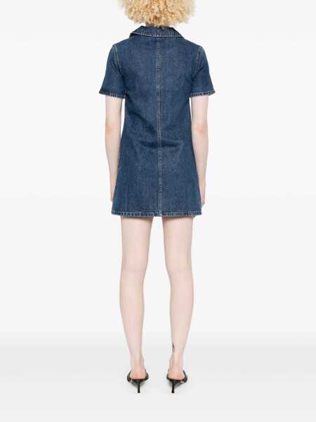 Rochii elegante Self-Portrait Denim dress with bow detail Blue Femei (BM 18428343) 4