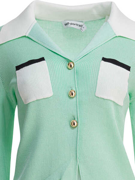 Bluze Self-Portrait Ribbed viscose peplum top Green Femei (BM 18428346) 3