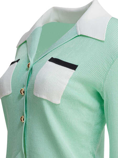 Bluze Self-Portrait Ribbed viscose peplum top Green Femei (BM 18428346) 4