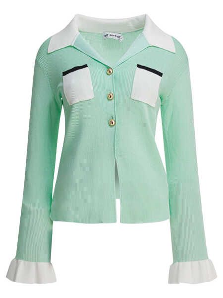 Bluze Self-Portrait Ribbed viscose peplum top Green Femei (BM 18428346) 1