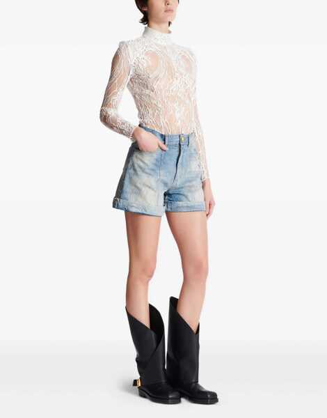 Body-uri Balmain Lace Bodysuit BLANC Femei (BM 18428470) 3