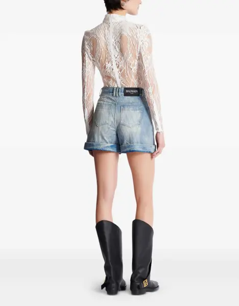 Body-uri Balmain Lace Bodysuit BLANC Femei (BM 18428470) 4