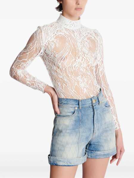 Body-uri Balmain Lace Bodysuit BLANC Femei (BM 18428470) 5
