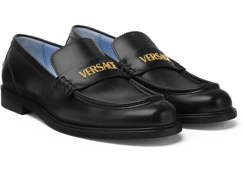 Mocasini Versace Leather Loafers BLACK-VERSACE GOLD Barbati (BM 18428482) 2