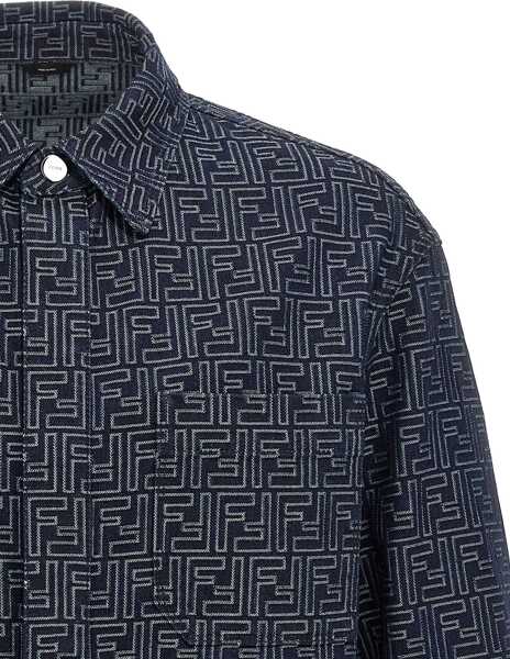 Camasi de blugi Fendi Ff Jacquard Denim Shirt BLUE Barbati (BM 18428725) 3