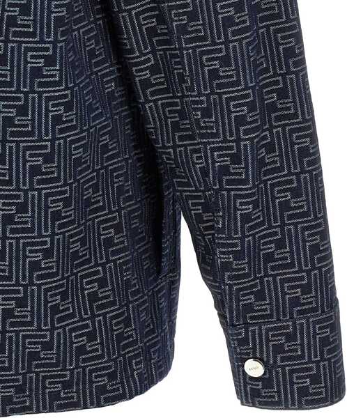 Camasi de blugi Fendi Ff Jacquard Denim Shirt BLUE Barbati (BM 18428725) 4