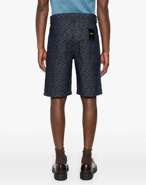 Pantaloni scurti Fendi Ff Jacquard Denim Shorts BLUE Barbati (BM 18428761) 4
